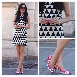 Nine West Pink and White Geo Heel